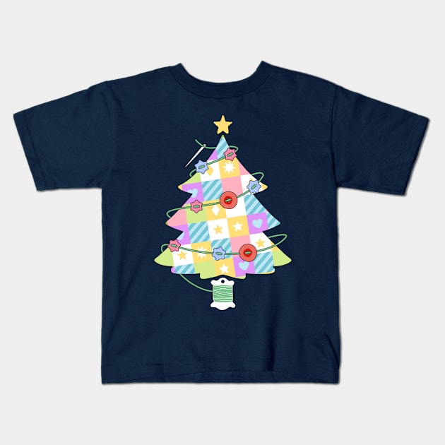 Quilt Christmas Tree Quilting Shirts For Women Craft Sewing Kids T-Shirt by 14thFloorApparel